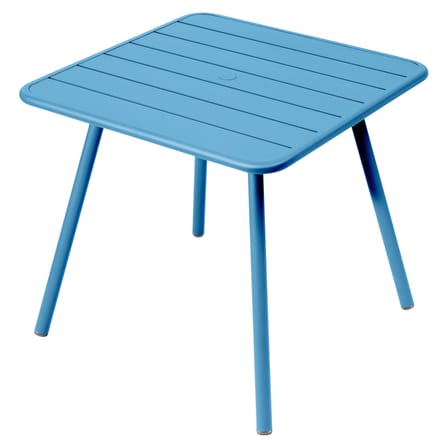Table carrée Luxembourg métal bleu / 80 x 80 cm - 4 pieds - Fermob