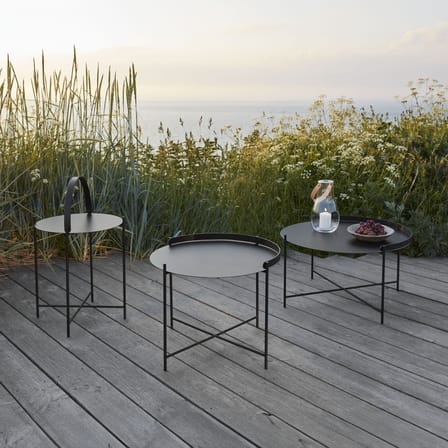 Table d'appoint Edge métal vert / Poignée rabattable -Ø 46 x H 53 cm - Houe
