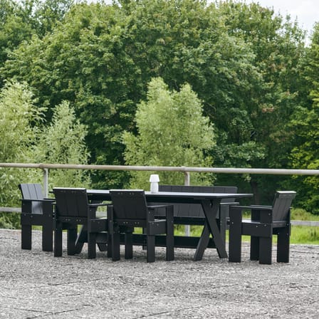 Table rectangulaire Crate Outdoor bois noir / Gerrit Rietveld, 1934 - 180 x 89,5 cm - Hay
