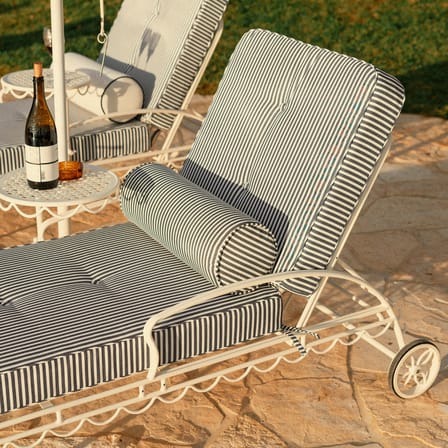 Transat inclinable à roulettes Al Fresco métal / Matelas inclus - Tablette latérale pivotante - BUSINESS & PLEASURE