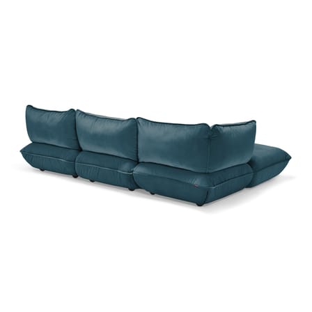Canapé d'angle Sumo Corner bleu / 4 places - 301 x 204,5 cm / Velours recyclé - Fatboy