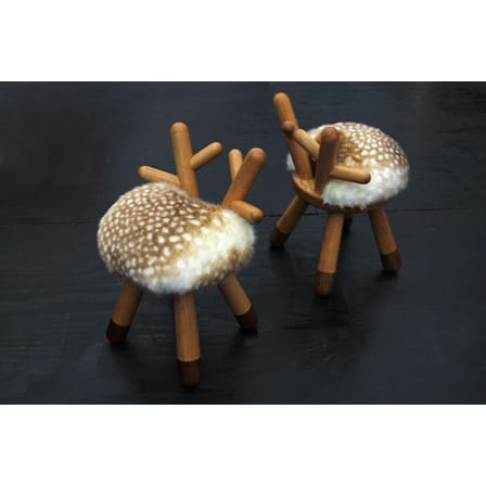 Chaise enfant Bambi tissu marron beige bois naturel / H 40 cm - EO