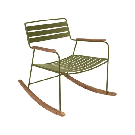 Rocking chair Surprising métal vert / teck - Fermob