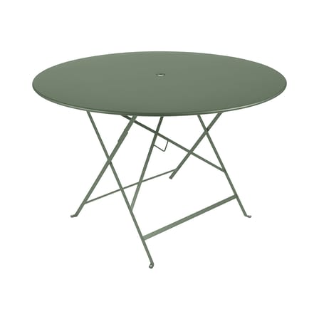 Table pliante Bistro métal vert / Ø 117 cm - Trou parasol - Fermob