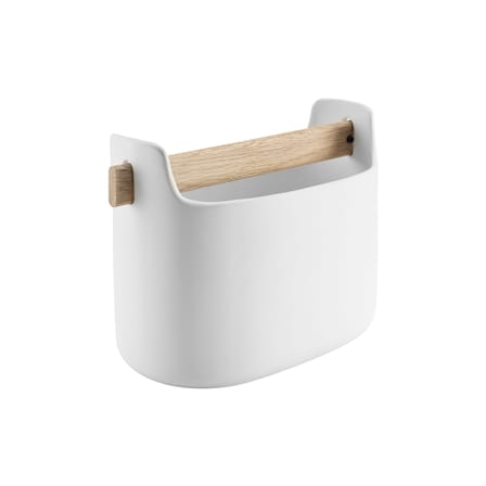 Bac de rangement Toolbox céramique blanc bois naturel / L 19 x H 15 cm - chêne - Eva Trio