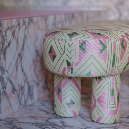 Banquette Ludmila tissu rose / L 100 cm - POPUS EDITIONS