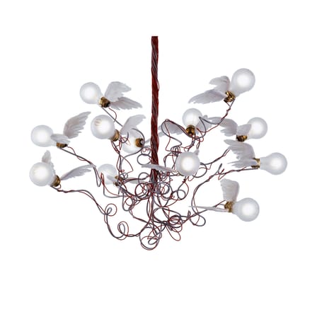 Suspension Birdie métal verre tissu blanc / Ingo Maurer, 2002 - Ingo Maurer