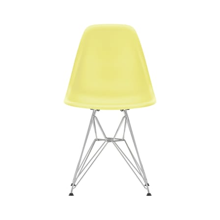 Chaise RE DSR - Eames Plastic Side Chair plastique jaune / (1950) - Pieds chromés / Recyclé - Vitra
