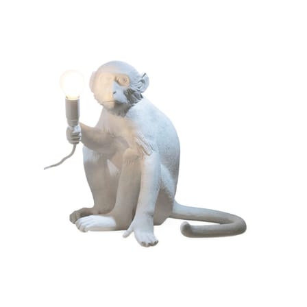 Lampe de table Monkey Sitting plastique blanc / Indoor - H 32 cm - Seletti