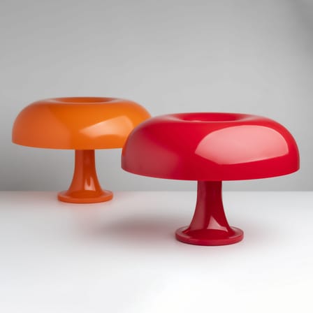 Lampe de table Nessino plastique rouge / Ø 32 x H 23 cm - Réédition 1960s - Artemide