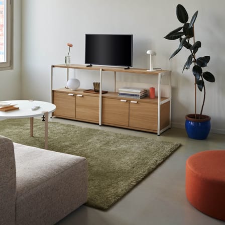 Meuble TV UNIT 2 métal blanc / H 85 x L 164 cm - 4 portes - TIPTOE