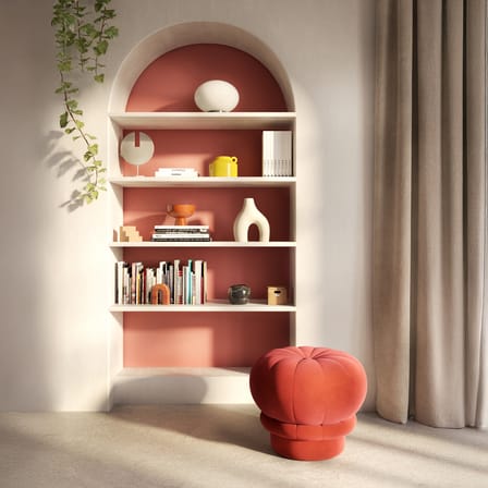 Pouf Claudie tissu rouge / Velours - Hartô