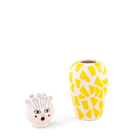 Vase Canopie Rosio céramique jaune / Avec couvercle - Seletti