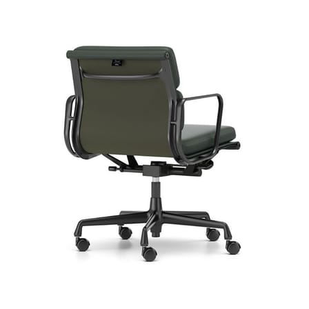 Fauteuil à roulettes Soft Pad EA 217 cuir vert / Eames, 1969 - Vitra