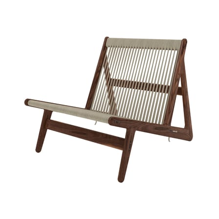 Fauteuil lounge MR01 Initial tissu beige bois naturel / Noyer & corde - Gubi
