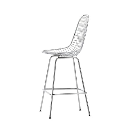 Sgabello alto Wire Stool Medium metallo argento / H 67 cm - Eames, 1951 - Vitra