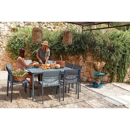 Table carrée Calvi métal gris noir / 140 x 140 cm - 8 personnes - Fermob