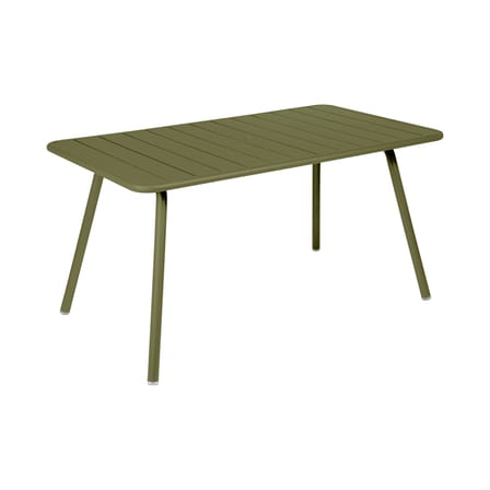 Table rectangulaire Luxembourg métal vert / 143 x 80 cm (6 personnes)  - Trou parasol - Fermob