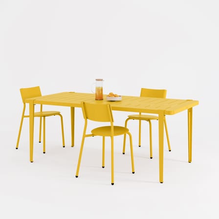 Table rectangulaire Midi métal jaune / 190 x 90 cm - 8 personnes - TIPTOE