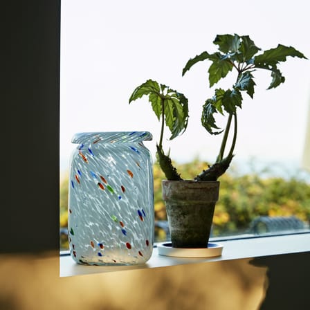 Vase Splash Roll Neck Medium verre blanc / Ø 14,5 x H 22,5 cm - Fait main - Hay