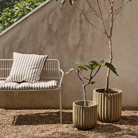 Banc avec dossier Eden métal beige / L 115 cm - BROSTE COPENHAGEN
