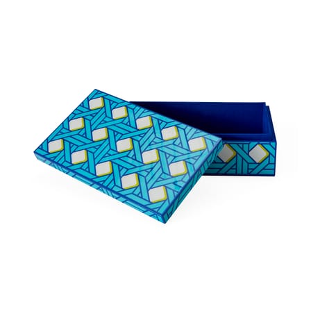 Boîte Basketweave Medium bois bleu / 25 x 15 cm x H 7 cm - Jonathan Adler