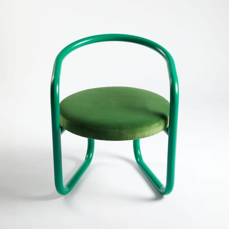 Chaise rembourrée Consul métal vert / Assise velours - Exclusivité - Axel Chay