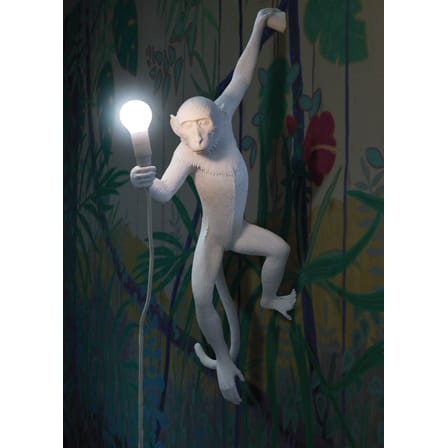 Lampe de table Monkey Sitting plastique blanc / Indoor - H 32 cm - Seletti