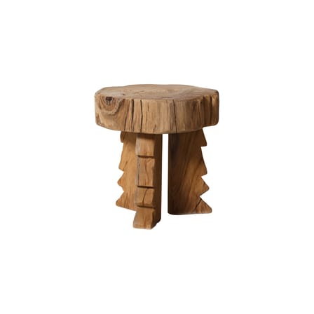 Sgabello Carved legno naturale / Ø 40 x H 40 cm - HK LIVING