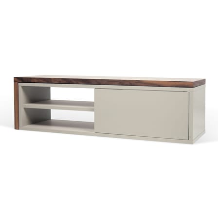 Slide Extensible TV cabinet grey natural wood / Swivel - L 110 to 203 cm - POP UP HOME