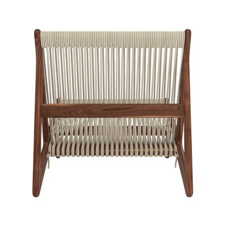 Fauteuil lounge MR01 Initial tissu beige bois naturel / Noyer & corde - Gubi