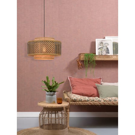 Pendelleuchte Bhutan Large holz natur / Bambus - Ø 50 x H 30 cm - GOOD&MOJO