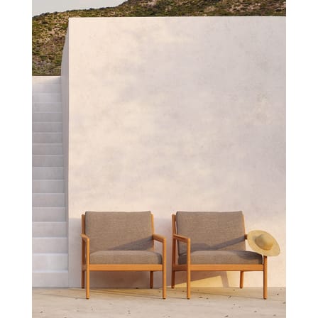 Poltrona imbottita Jack Outdoor tessuto legno marrone beige / Teck & tessuto - Ethnicraft
