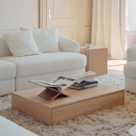 Table d'appoint Mass bois naturel / Tiroir - 40 x 40 x H 47 cm - NEW WORKS
