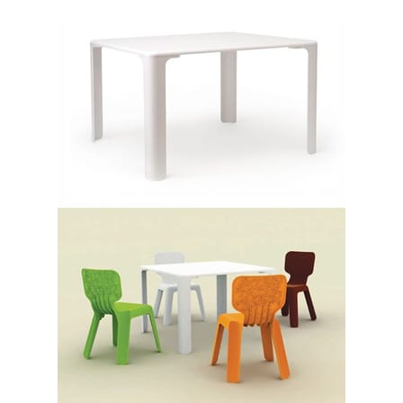 Table enfant Linus plastique bois blanc 120 cm x 75 cm - Magis