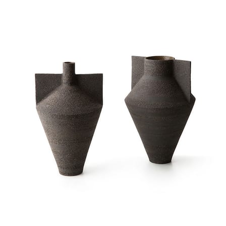 Vase Jana céramique noir / Ø 22,6 x H 34,7 cm - brut - Cappellini