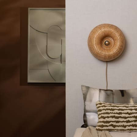 Applique con presa Barbados legno beige / Ø 35 cm - Bambù - GOOD&MOJO