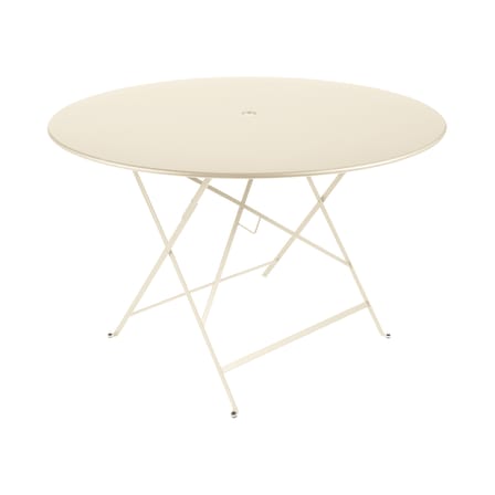 Bistro Foldable table metal beige / Ø 117 cm - 6/8 people - Parasol hole - Fermob