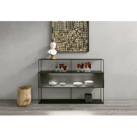 Buffet Tristano métal noir / Avec éclairage LED - L 150 x H 103 cm - Zeus