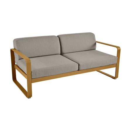 Canapé de jardin 2 places Bellevie métal tissu jaune / L 160 cm - Tissu taupe grisé - Fermob