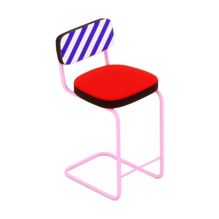 Chaise de bar rembourrée Super Stool tissu multicolore - Seletti