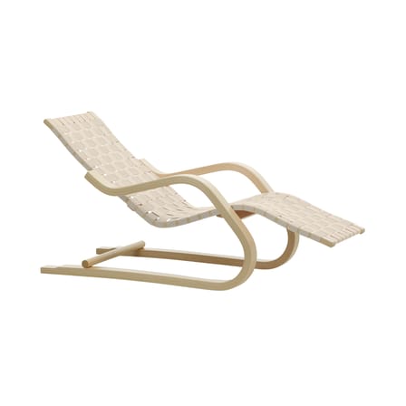 Chaise longue 43 tissu blanc / Alvar Aalto, 1937 - Sangles en lin - ARTEK