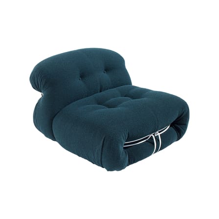 Gepolsterter Sessel Soriana textil blau / Afra & Tobia Scarpa, 1969 - Bouclé-Stoff - CASSINA