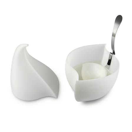 Service à mozzarella Nunziatella plastique blanc / Récipient fraîcheur + louche percée - Alessi