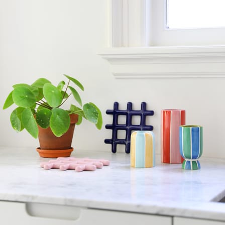 Grid Tablemat ceramic pink / 19 x 19 cm - Sandstone - & klevering