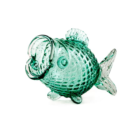 Topf Fish Fat glas grün / Recycling-Glas - Handgefertigt / L 38 x H 24 cm - Pols Potten