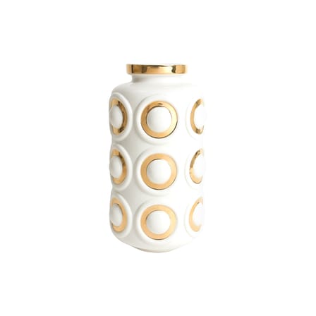 Futura Circles Vase ceramic white gold / Ø 18 x H 32 cm - Jonathan Adler