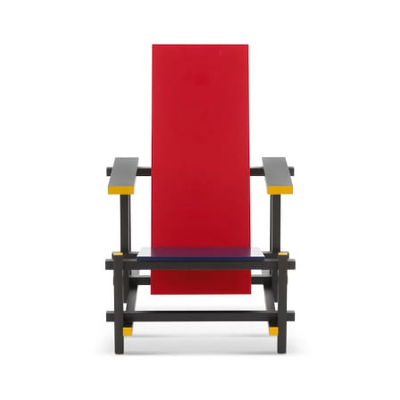 Fauteuil Red and Blue bois bleu rouge / Gerrit Thomas Rietveld, 1918 - CASSINA