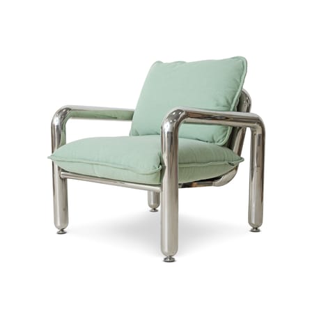 Fauteuil rembourré Chrome tissu vert - HK LIVING
