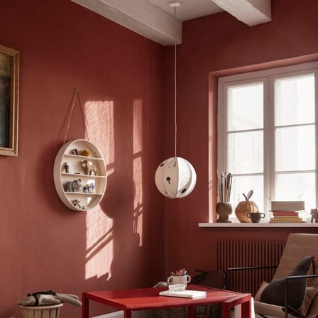 The Park Lampshade textile beige / Ø 35 cm - Hand-embroidered motifs - Ferm Living
